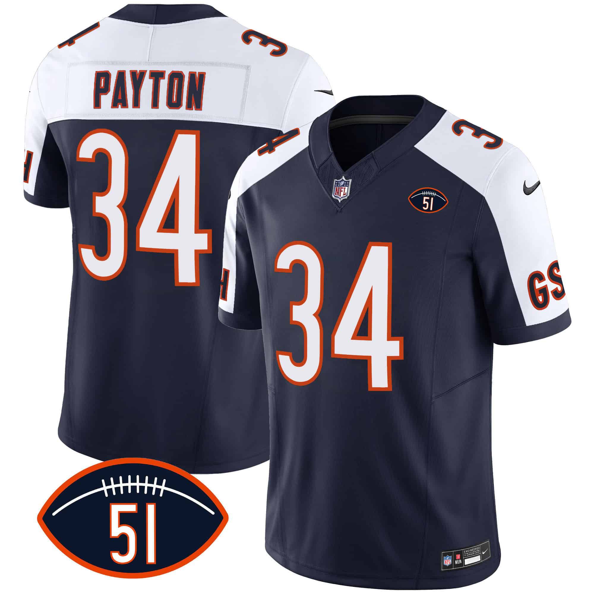 Men Chicago Bears #34 Payton Blue 2024 Nike Patch GSH Vapor NFL Jersey->indianapolis colts->NFL Jersey